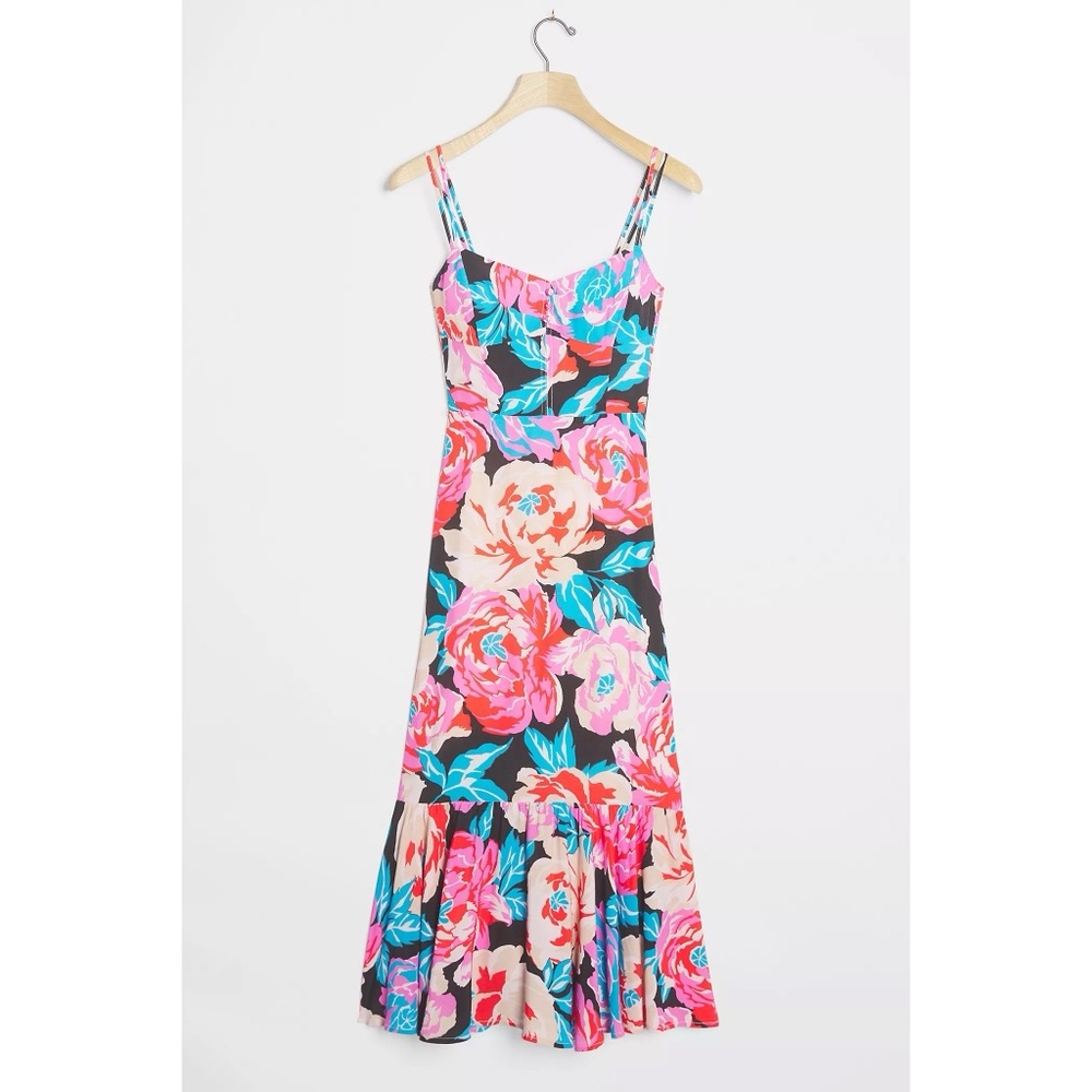 NEW Anthropologie Tina Floral Flounced Midi Dress